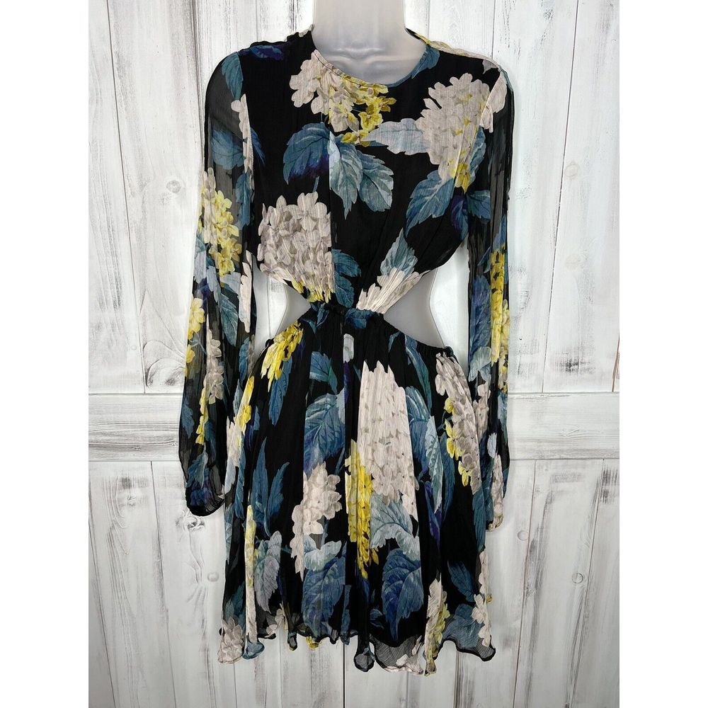 Alice McCall Wild Frontier Blue Yellow White Floral Chiffon Cut Out Mini Dress 6